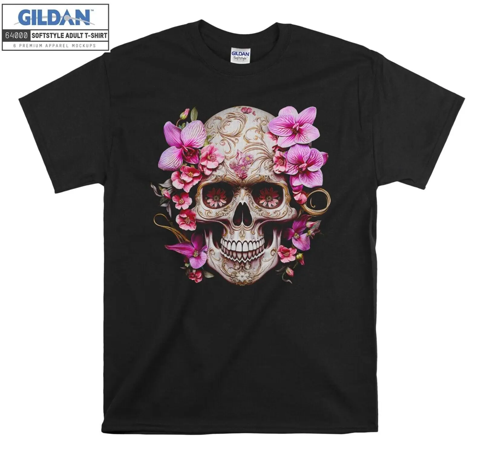 Rose Flowers Skull Bone Head T shirt F105