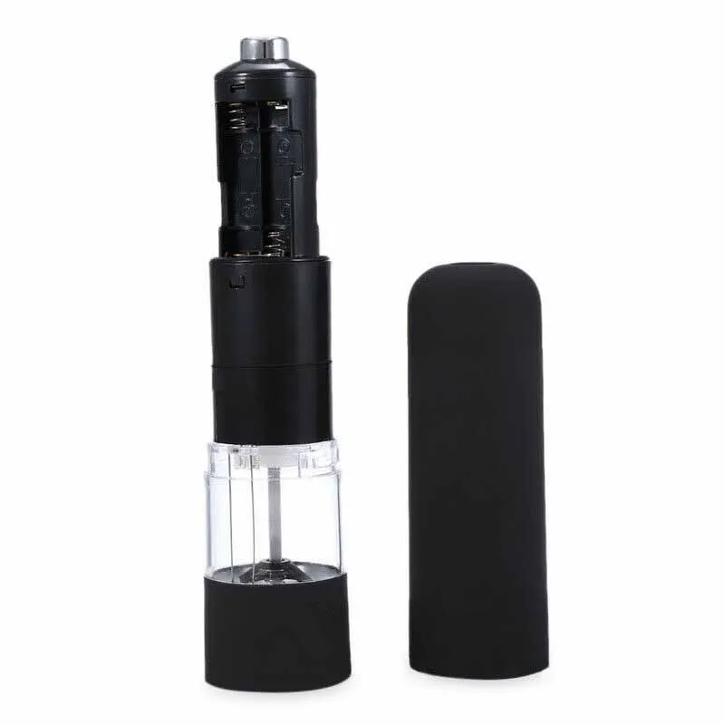 Winholder Kitchen Tool Electric Salt And Pepper Grinder Mill Spice Adjustable Coarseness with LED Light Battery Operated Black