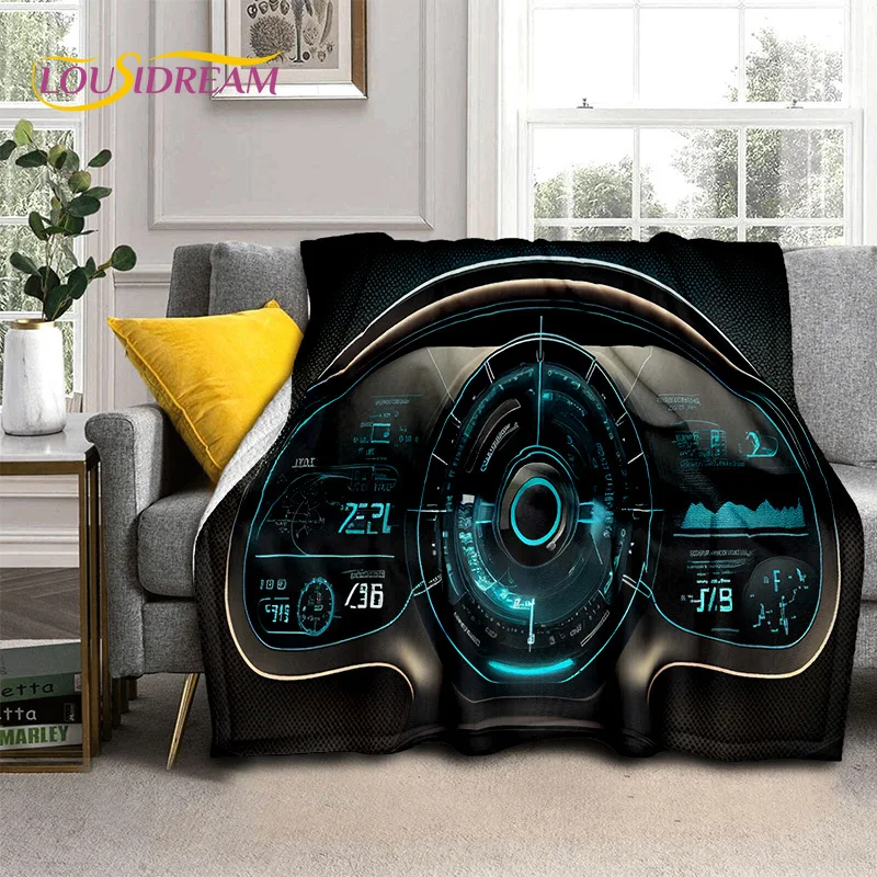 

3D Car Dashboard Machine Control Screen Racing Soft Flannel Blanket for Beds Bedroom Sofa,Throw Blanket for Outdoor Leisure Nap