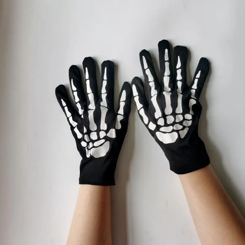 Neue Handschuhe mit Totenkopf- und Krallenmuster, dehnbare Handschuhe mit Skelett-Motiv für Halloween, Cosplay, Mottopartys und Kostüme. – Detail 2