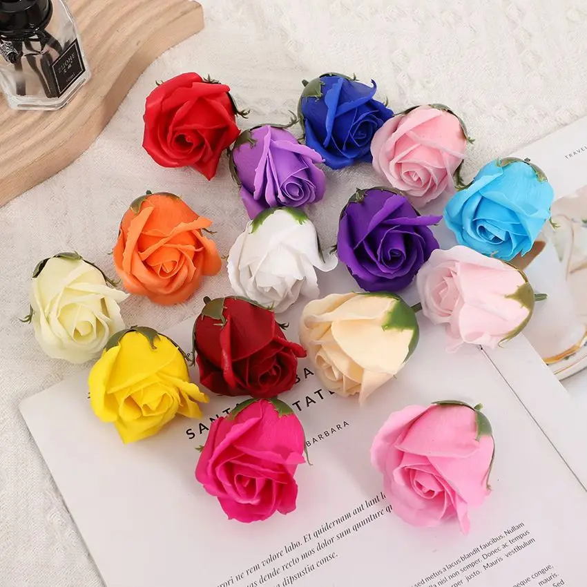 

50pcs Soap Rose Flower Wedding Wall Home Garden garland Decor Holiday Party Diy Gift box Bride bouquet Wrist Flower Accessories