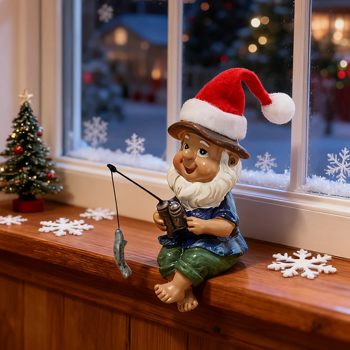 1 Weihnachts-Angelzwerg, kreative Weihnachtsdekoration, lustiger Weihnachtsmütze-Zwerg, Weihnachtsgeschenk, Kunsthandwerk aus Kunstharz