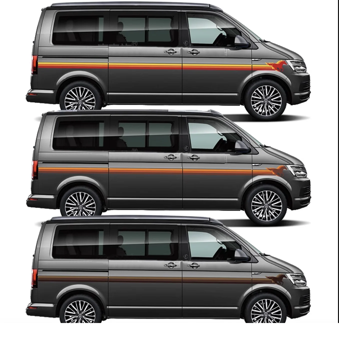 Car Stickers Waistline Precut Stripes Sport Horse Decal Vinyl Graphics Blackout Wrapping for FOR VW Volkswagen CALIFORNIA T6