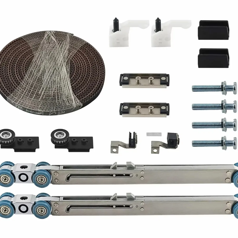 Soft Close 2 Doors Inverted Synchronous Frame Glass Sliding Door Hardware Hanger Roller Sliding Door Hardware Solution