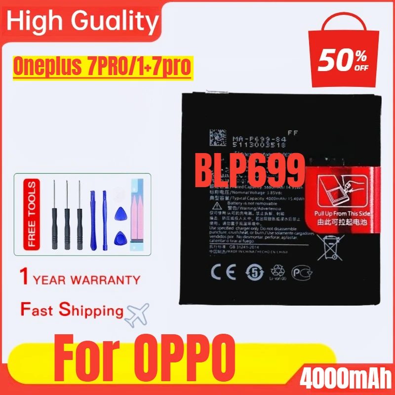 

BLP699 Suitable for OPPO OnePlus 7PRO/1 + 7Pro Mobile Phone Battery High Capacity Battery Replacement Bateria with Tools