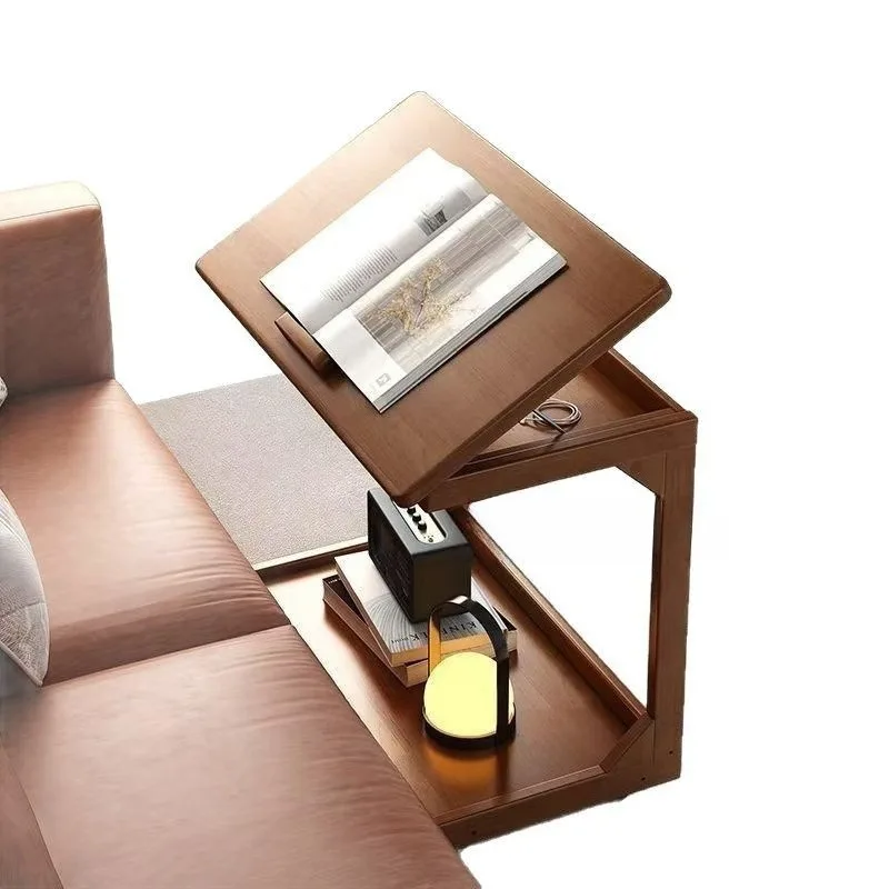 

Movable side table, cabinet next to solid wood sofa, small coffee table with wheels
