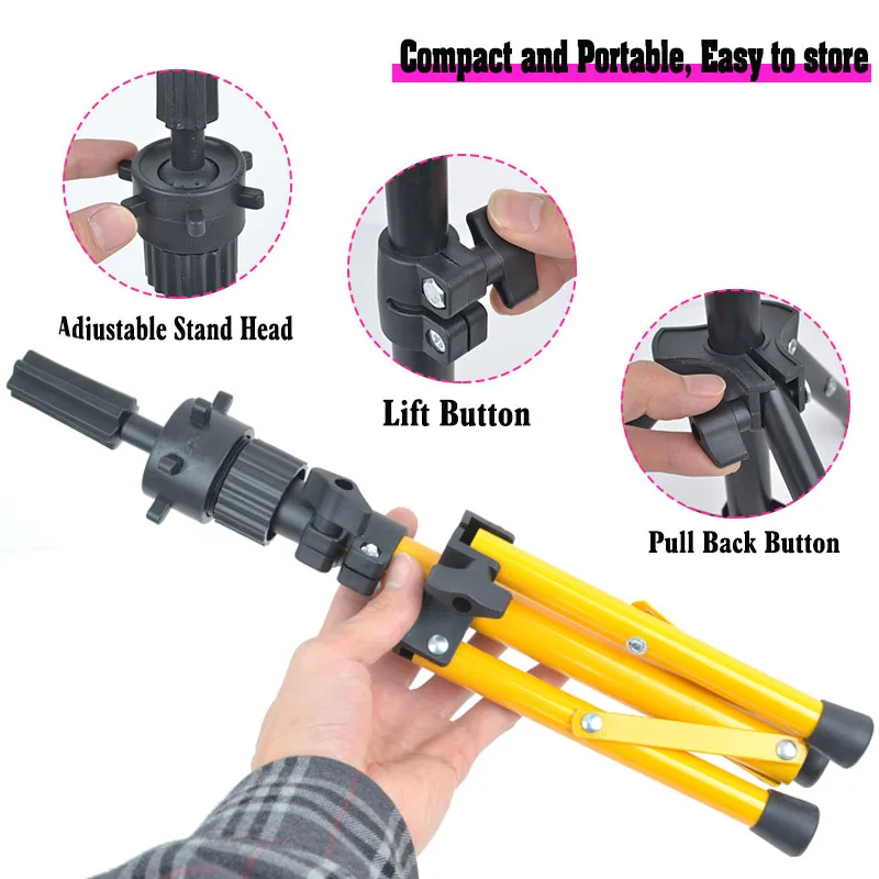 Adjustable Wig Stand Tripod Mannequin Head