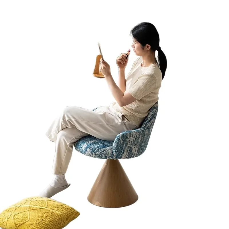 Wabi Sandy Wind Antique Dressing Stool Simple Designer Rotatable Single Chair Bedroom Light Luxury Premium Makeup Stool