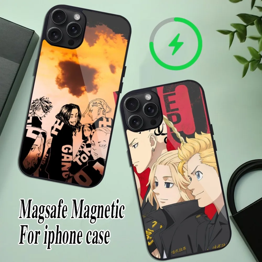 Cartoon Tokyo Revengers Mikeys Phone Case For iPhone 11 Mini 12 13 Max 14 Plus 15 Pro Magesafe Magnetic Shell