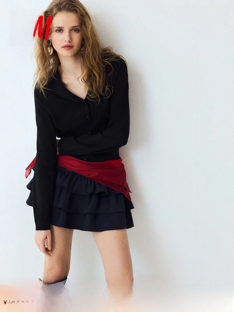 

H&M Новая весенняя женская кофта-кардиган с отложным воротником, артикул 39933, из смесового полиэстера и нейлона, тонкая, простая, приталенная модель