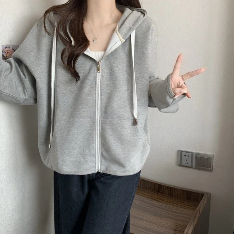 Women Hoodie Sweatshirt Loose Pullover Lightweight Fall Winter Korean Fashion Casual Long Sleeve Tops