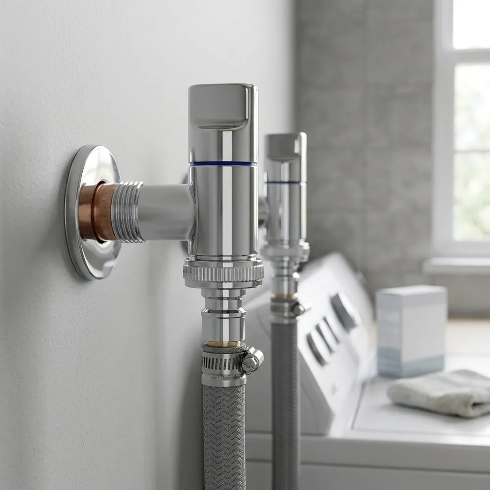 1pcs Copper Washing Machine Tap Valve 90 Degree Rotatable Anti‑leak Structure Water Control Faucet For Home Laundry Equipment