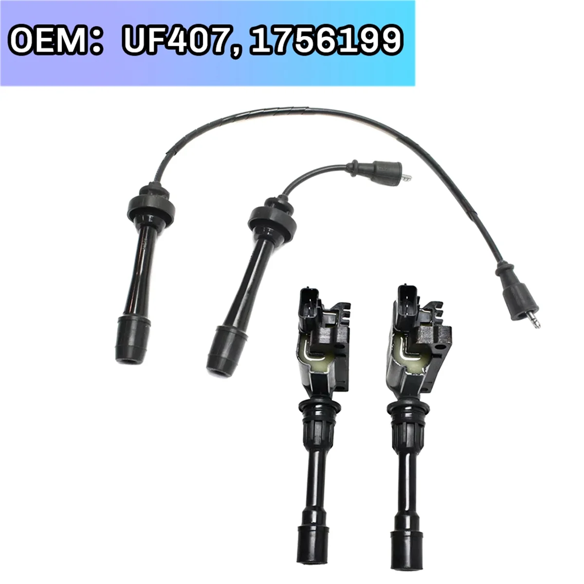 Car Ignition Coil & Spark Plug Wire Kit for Mazda Protege MP3 Protege5 UF407, 1756199