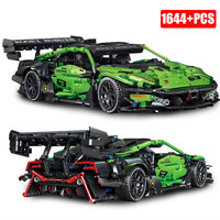 1:14 Technical Car Lambo Sport  Model Building Blocks Green Super Speed Vehicle Bricks Assemble Toys For Boys Birthday Gifts