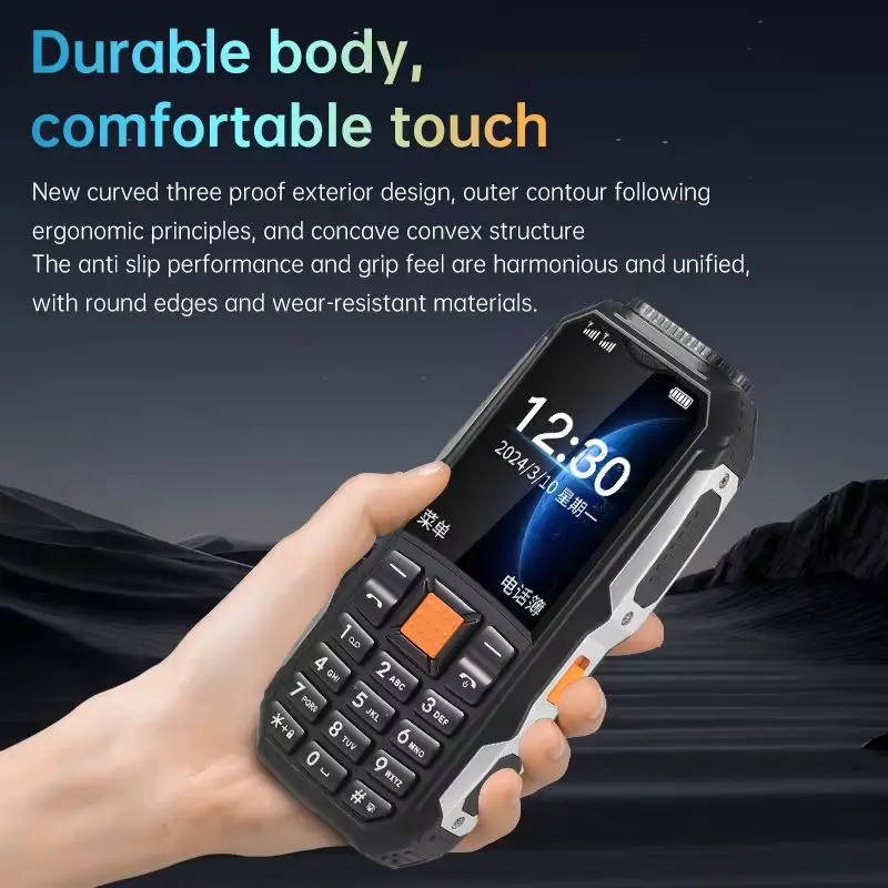 W2025 Durable Small Size Mini Durable Outdoor Phone Button Battery Fm Quick Dialing Long Standby Two Hand Flashlight