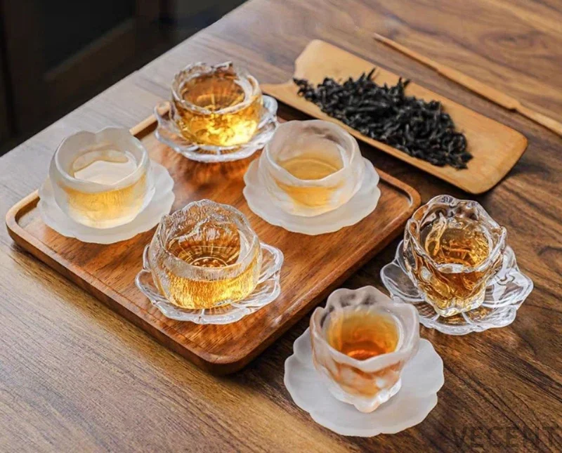 50ML Japanese Style Glass Tea Cup Frozen Burnt Glass Cup Kung Fu Small Tea Cup Living Room Decoration Master Cup Master Teacup