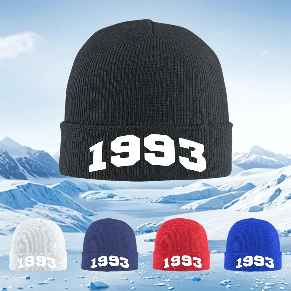 2026 White number bold black background year Men Women Unisex Knitted Hat Beanie Pullover Cap Winter Thermal Warm Christmas Outd