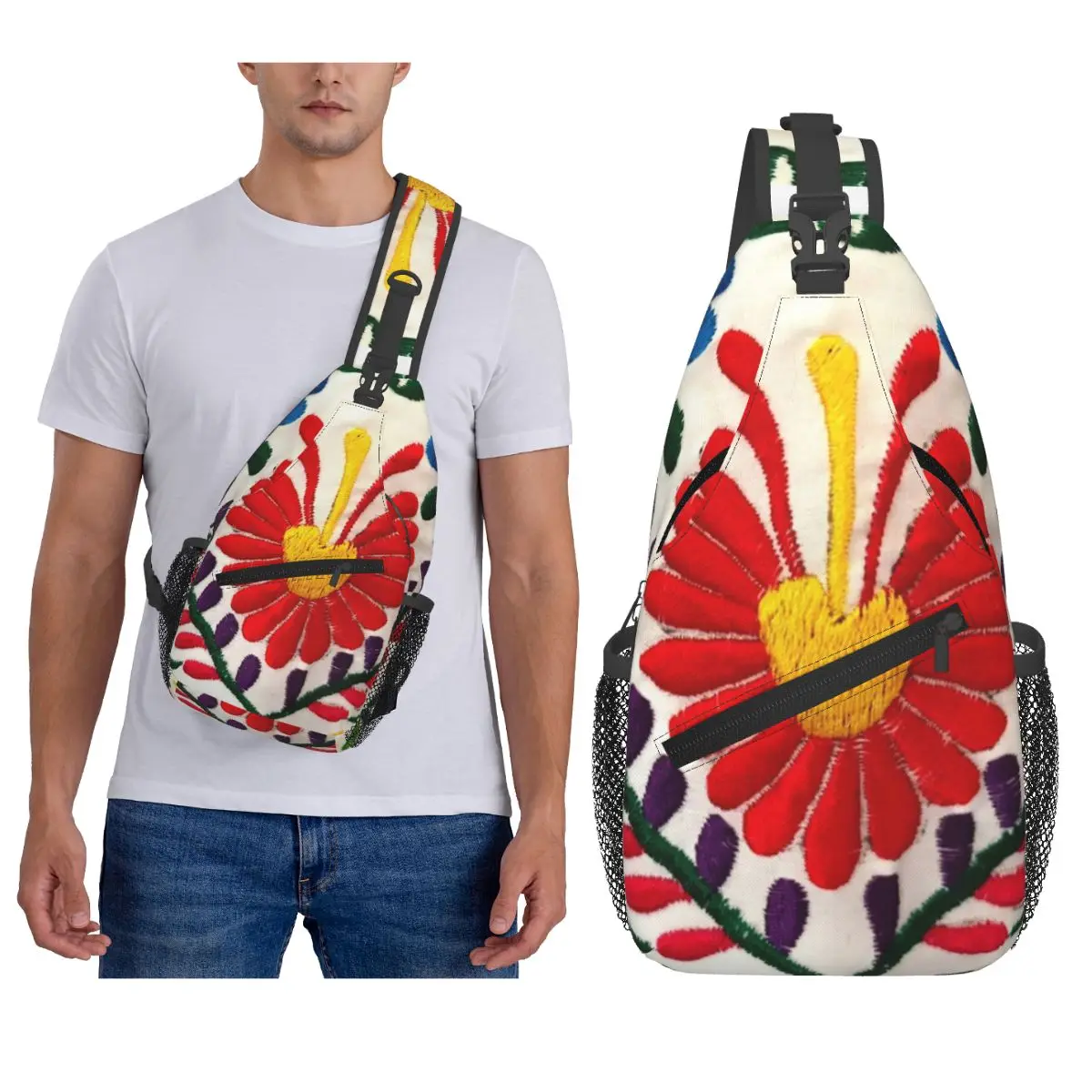 

Нагрудная сумка с мексиканскими цветами, мужской рюкзак через плечо, нагрудная сумка, дорожный походный рюкзак, сумка на плечо