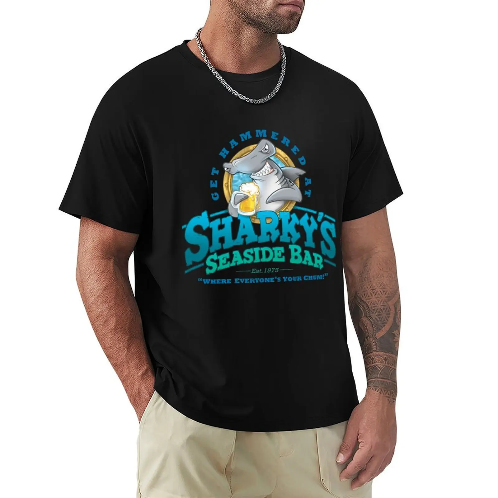 Sharky's Seaside Bar T-Shirt Short sleeve tee kawaii clothes anime luxury clothes men