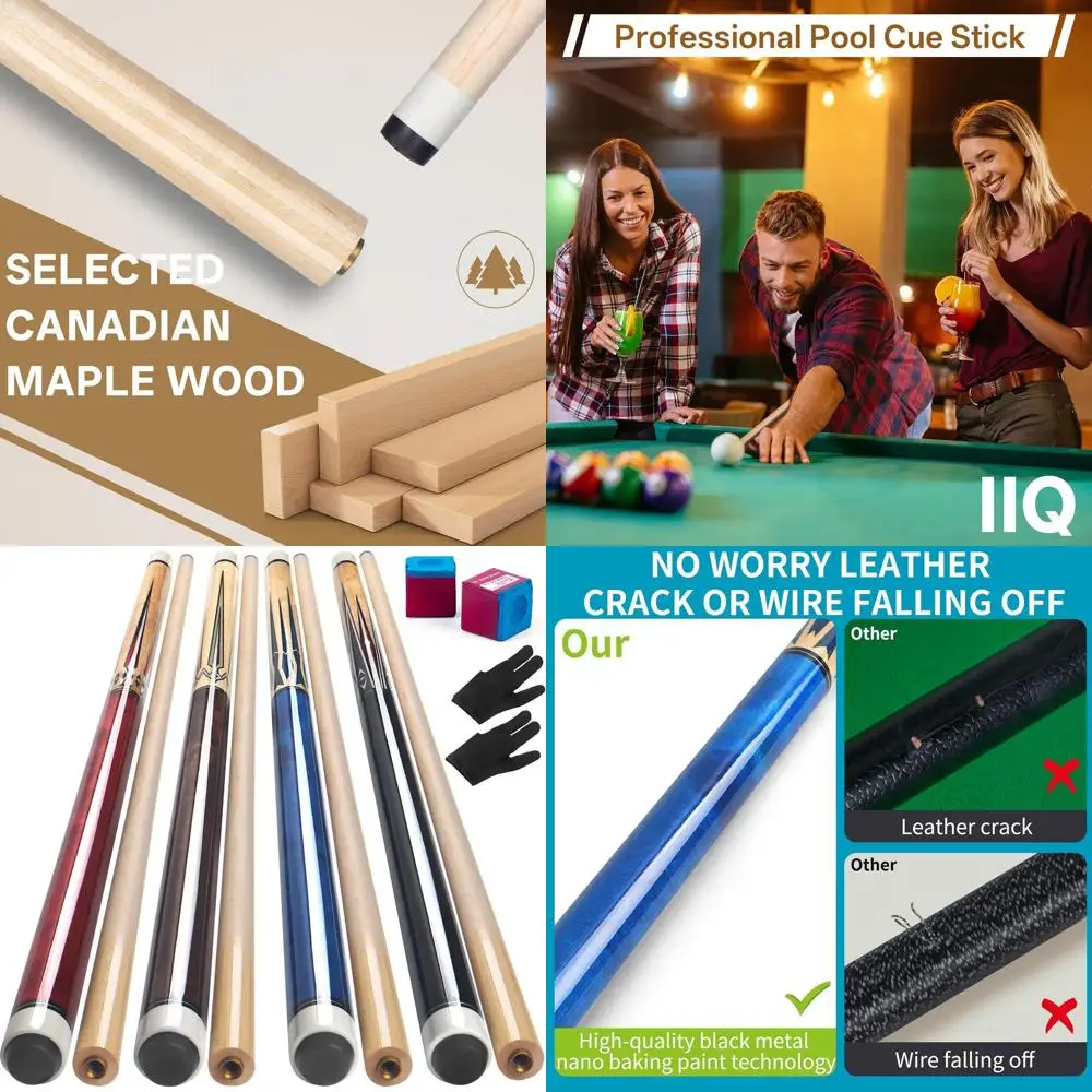 

Canadian Maple Wood Pool Cue Sticks Set - 4/3/1 Pieces, 58 for Adults, Billiard Accessories