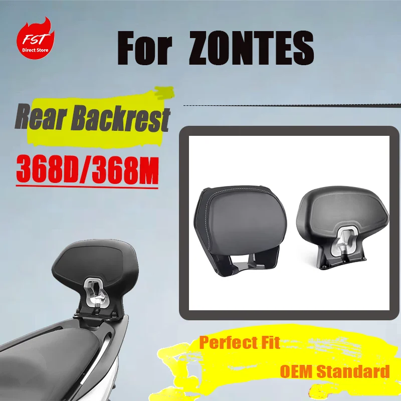

For ZONTES 368 Series Motorcycle Aluminum Backrest, Comfortable Soft Cushion No-Drill Install Rear Back Pad Parts