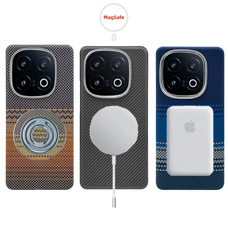 Für vivo iqoo 13 Carbon Hülle Kevlar 600d Aramidfaser Magsafe ultradünn hart 12 Pro Cover magnetisch schwarz Schlank hell schwarz rot