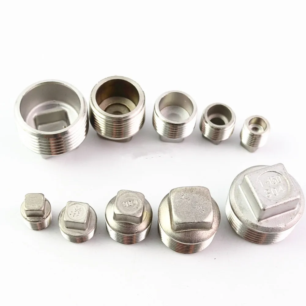 

304 Stainless Steel Pipe Fitting Casting Square Male Threaded Plug