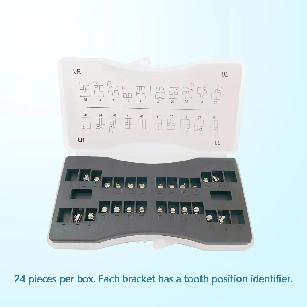 Dental 6th Generation KND Self-Ligating Bracket - MBT Straight Wire Mini Mesh Base Full Mouth Teeth Correction Orthodontic Brack