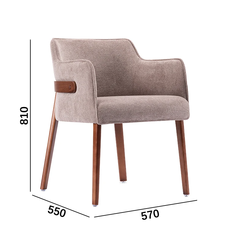 Strong Bearing Capacity Solid Wood Base Upholstered High Density Foam With Fabric Cover Dining Chair