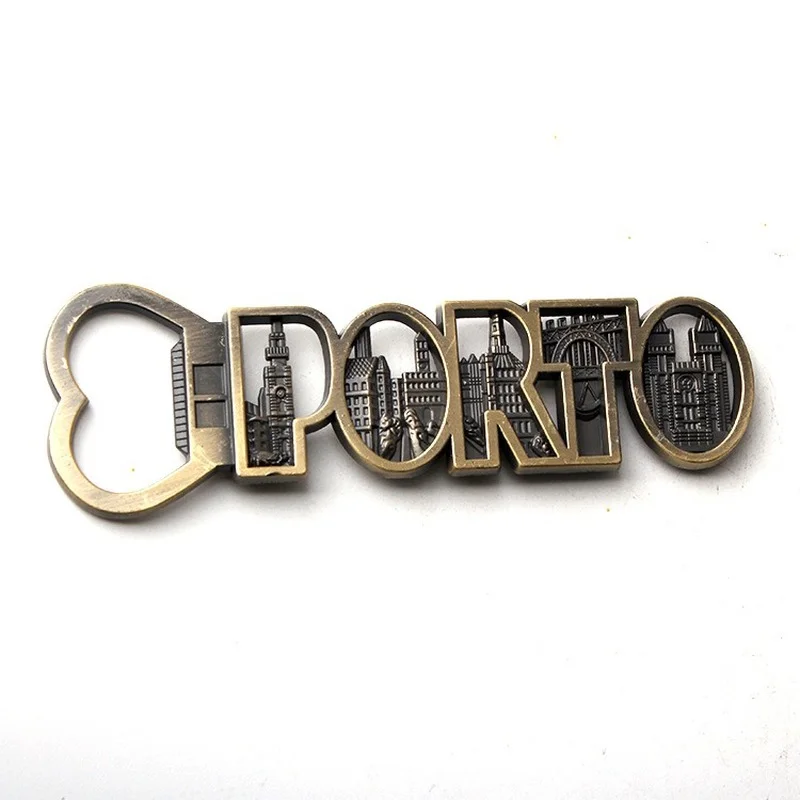 

Portugal Porto Metallic Fridge Magnetic Stickers Bottle Opener Creative Home Decor Household Opener for Bottle Fridge Magnets