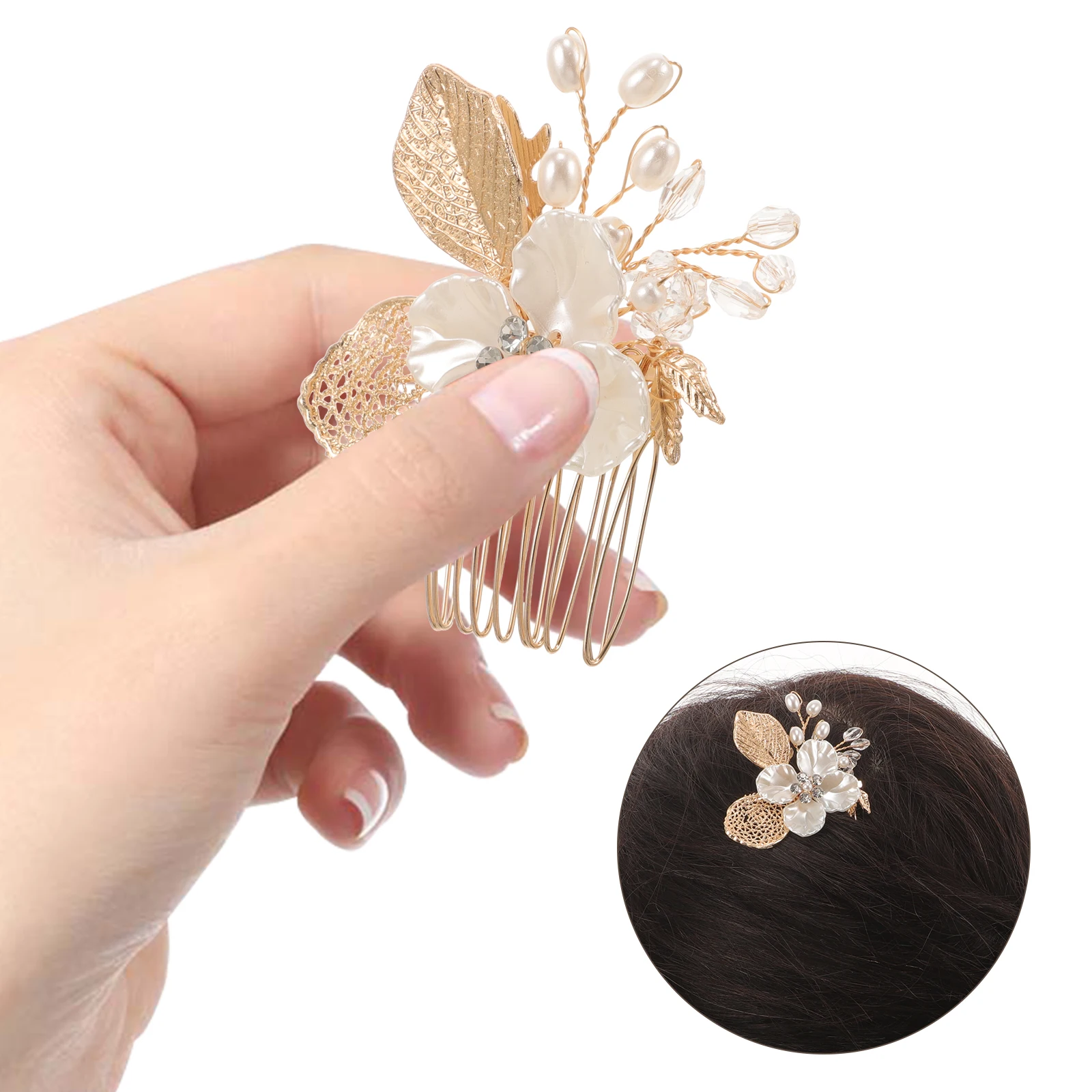 

Gold Leaf Hair Comb Clips for Women Wedding Bride Accessories Side Combs Vintage Decorative Metal Pin Hairpiece