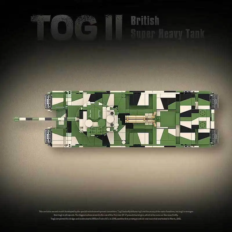 MOC British TOG II Carro Pesante Building Blocks Kit WWII Veicolo Blindato Militare Modello di Personaggio Mattoni Bambini Wargame Giocattoli Regali