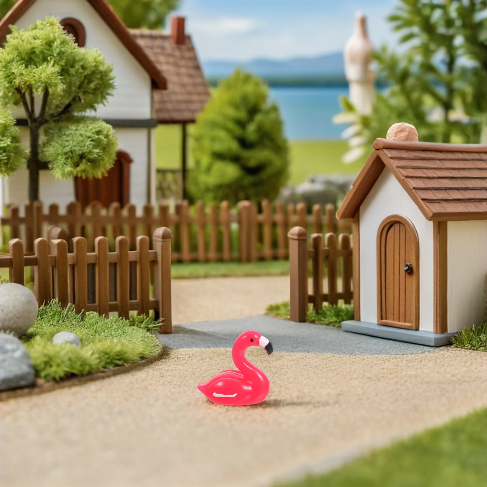

100 Pcs Miniature Flamingo Statue Adornment Decor Lawn Decorations Bulk Micro Resin Cake