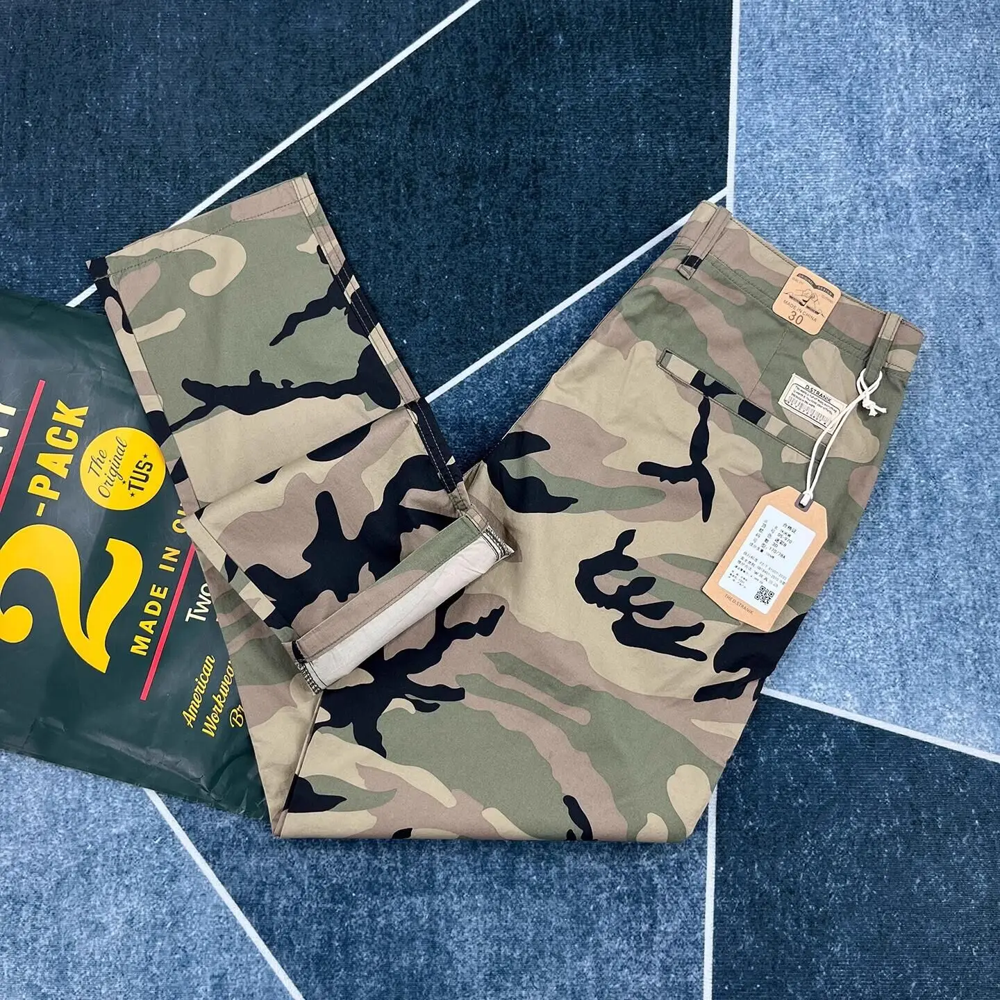 Summer outdoor lightweight camouflage pants for men's quick-drying pure cotton Japanese retro straight-leg casual trousers