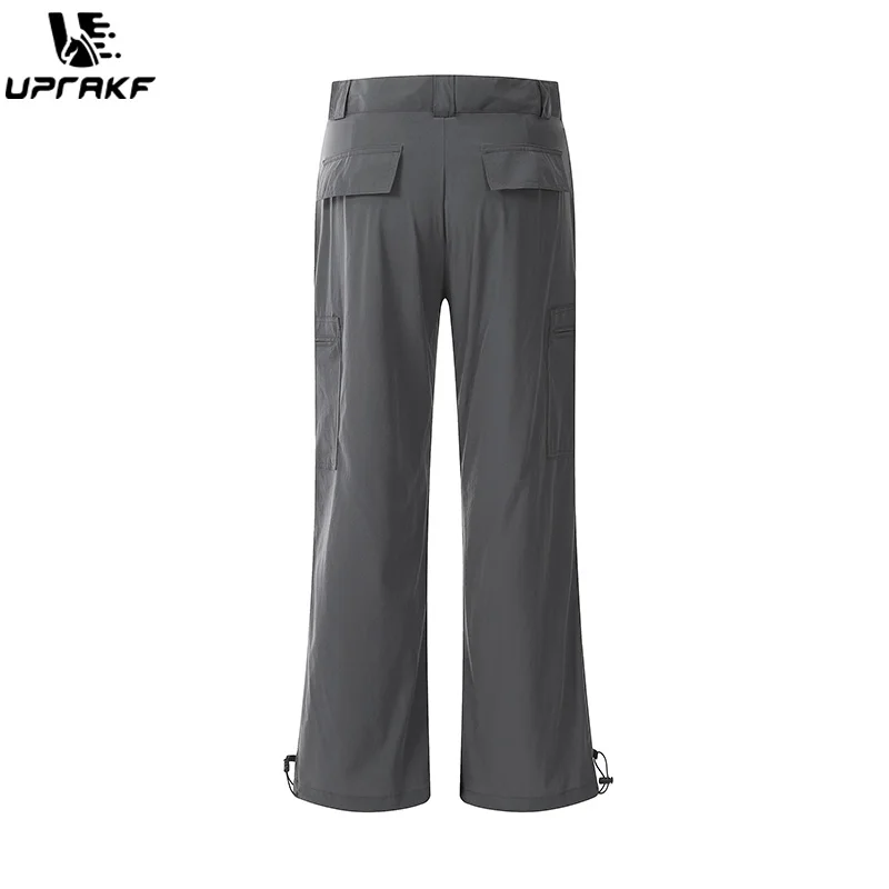 UPRAKF Zipper Pocket Pants Loose Trousers Streetwear Comfort Fashion Hip Hop Simple Design Sports Style