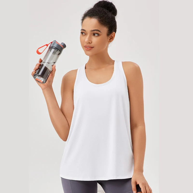 Women Summer Yoga Top Solid Color Sleeveless Gym Running T-Shirt Loose Breathable Quick Dry Fitness Sportswer Workout Clothes