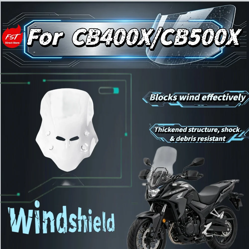 

For CB400X CB500X Clear & Smoke Tinted Heightened Windshield, Front Windscreen Modified Kit