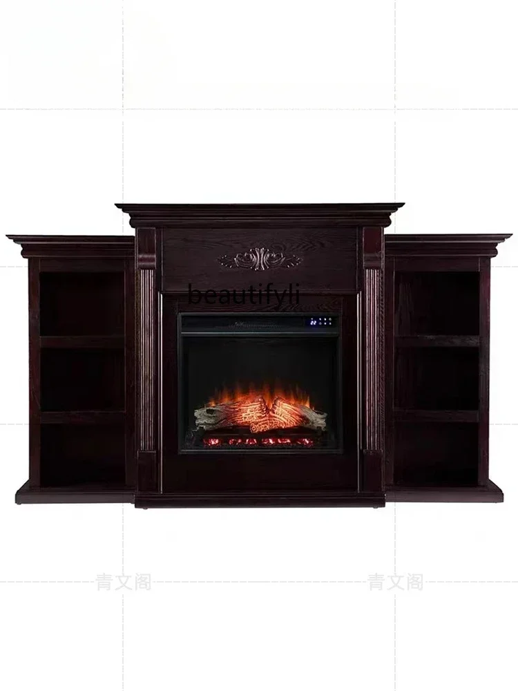

New Arrivals Solid Wood Combination Fireplace Curio Cabinet Light Luxury Hallway Background Wall Living Room Storage Cabinet S