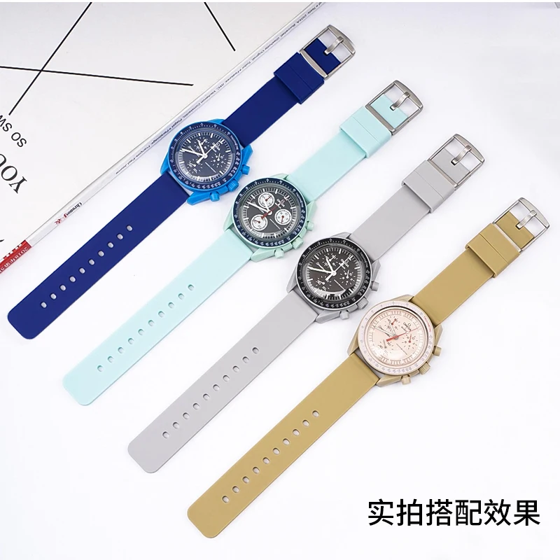 Bands for Moonwatch silicone Watch Strap 20mm Quick Release Smart Sport Watchband for Swatch Oemga Speedmaster Joint Bracelet