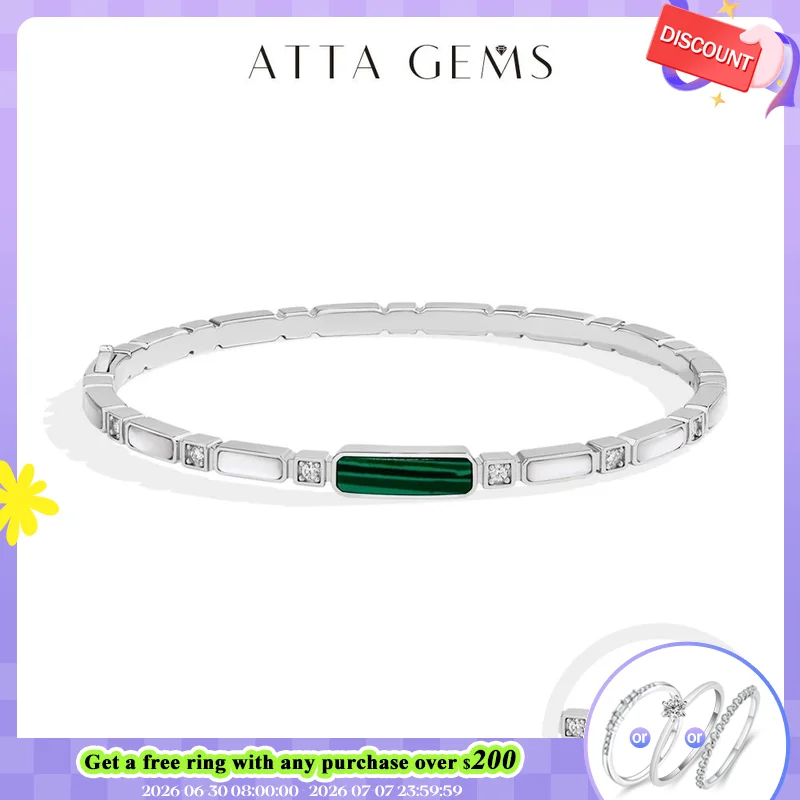 

ATTAGEMS Luxury Synthetic Malachite Moissanite Bracelet 2025New Bangle for Women Men 925 Sterling Silver Engagement Jewelry Gift