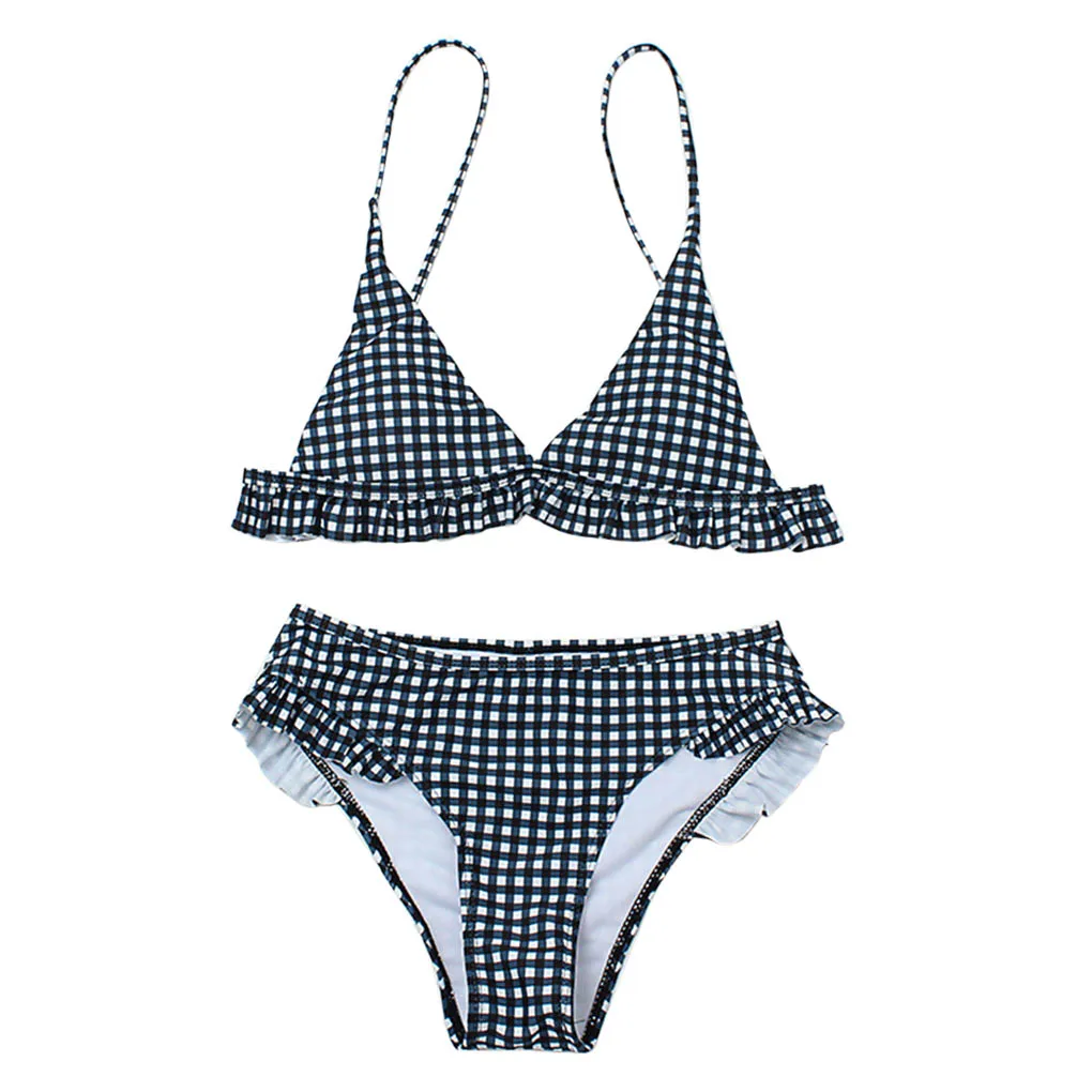 

Женский купальник с рюшами по подолу, сексуальный эластичный купальник из двух частей, летний купальный костюм