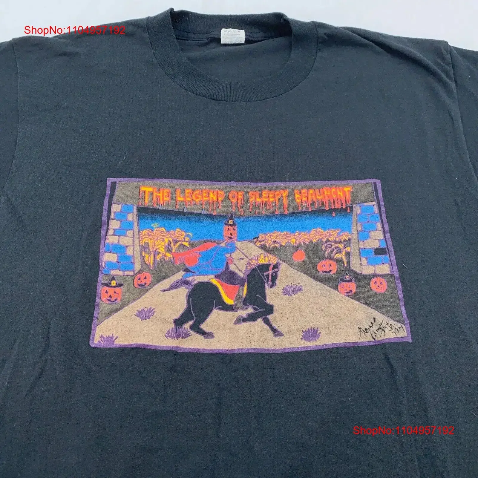 

vtg Футболка THE LEGEND OF SLEEPY BEAUMONT 90-х годов, M L, полая, без головы, винтажная, стираная, унисекс, удобная, универсальная