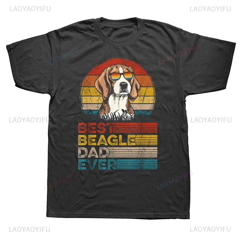 Best Beagle Dad Ever Puppy Dog Dad Graphic Printed Cartoon T Shirt Funny Dog Vintage Streetwear Short Sleeve Soft Man T-shirt image 2