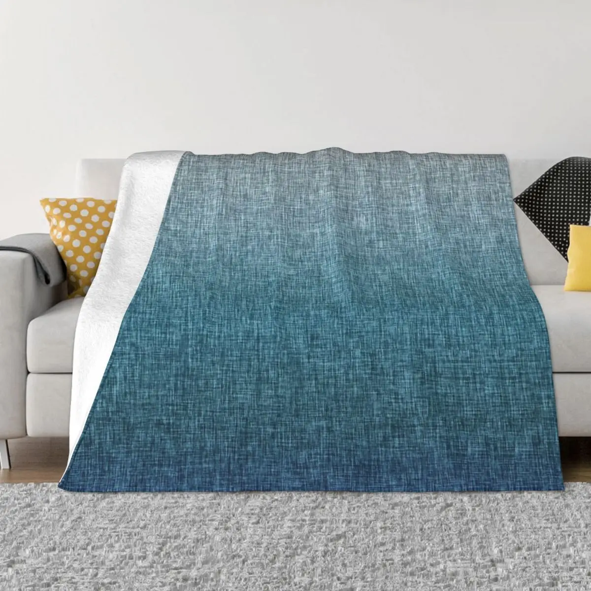 Teal Blue Grey Abstract Ombre Crosshatch Anime Bed Blanket Throw Blanket Winter Warm Blanket Throw Blanket