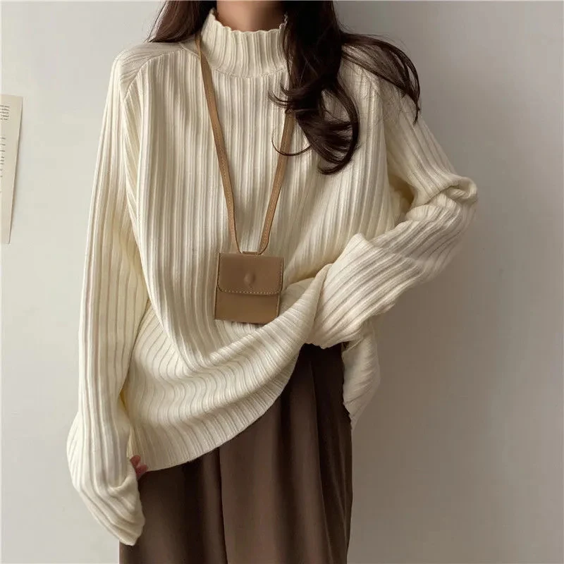 Women Sweater Spring Autumn Long Sleeve Turtleneck Pullovers Warm Bottoming Shirts Korean Fashion Sweater Knitwear Soft Jumpers