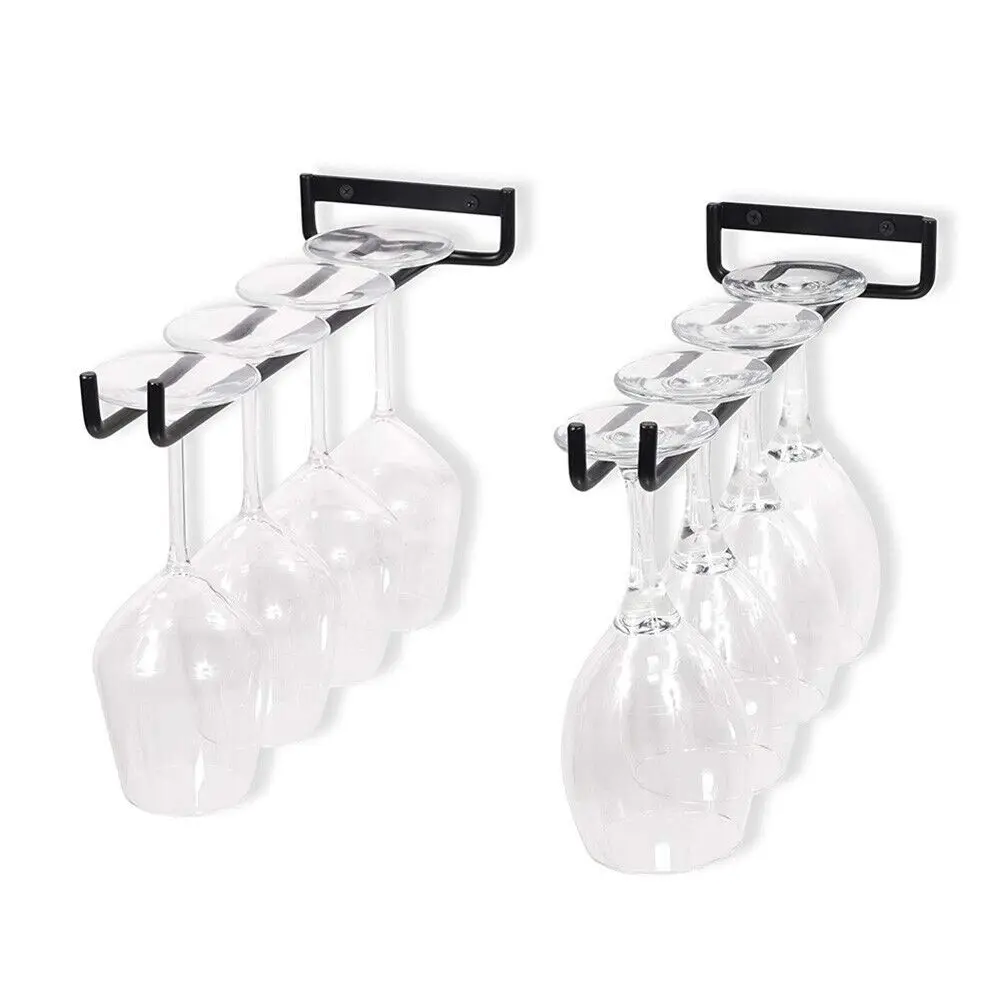 Porte-verre à vin mural en fer durable, porte-verres à pied de bar, gobelet noir, maison, conflicT1