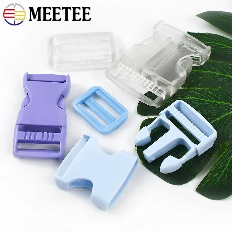 5/10/20Sets Meetee 32/38mm Plastic Buckle Bag Strap Side Sliders Adjust Release Buckles Pet Collar Hook Clamp Accessories