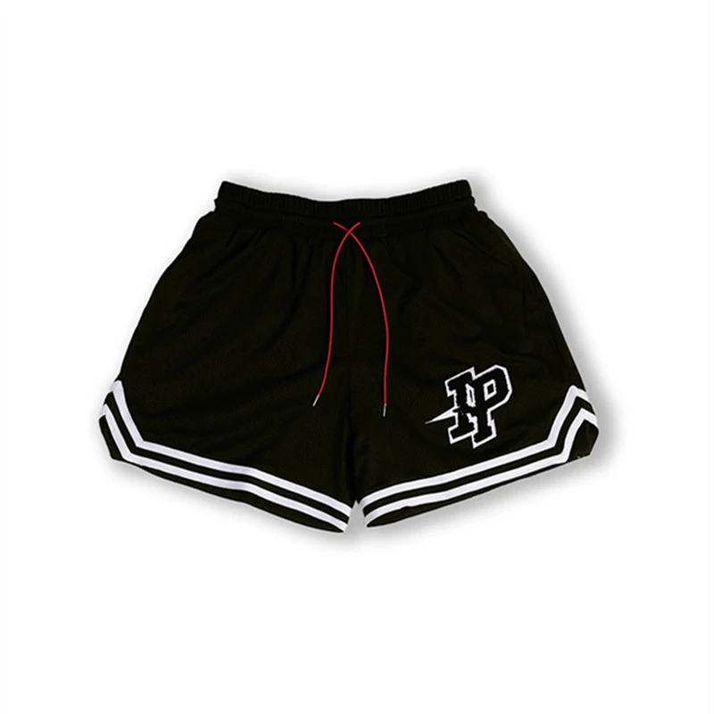 American Casual Sports Shorts New Spliced Men\'s Four-Point Shorts Summer Basketball Shorts Letter Embroidery Mid-Waist Pants