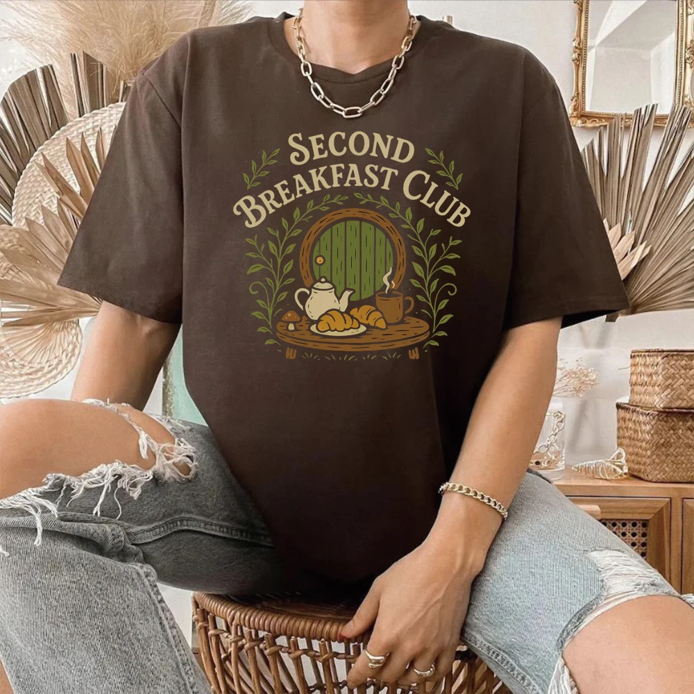 Second Breakfast Club T-shirt Fantasy Bookish Shirts Middle-Earth Fan Inspired Clothing Tee Unisex Short Sleeves Top Fans Gift view 4