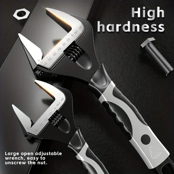 מפתח רב תכליתי מתכוונן בגודל 6/8 אינץ' מפלדת כרום ונדיום עם ידית קצרה ועמידה במשקל כבד כלי בית